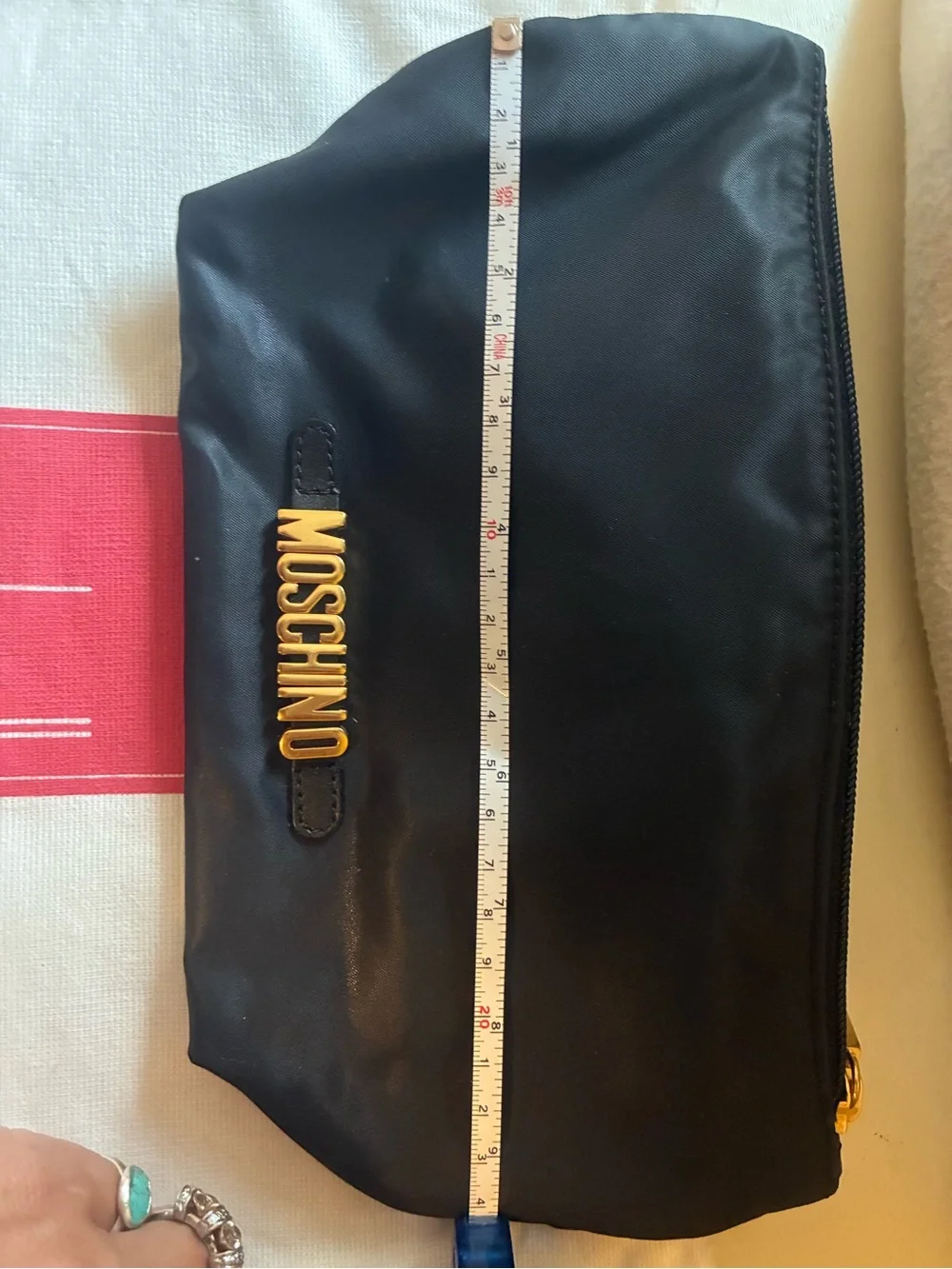 Moschino by Redwall Vintage 1992 Black wNylon Zip Pouch